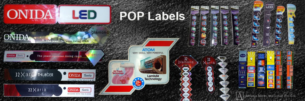 Point-of-purchase promotional labels and posters manufactured for appliance retail display