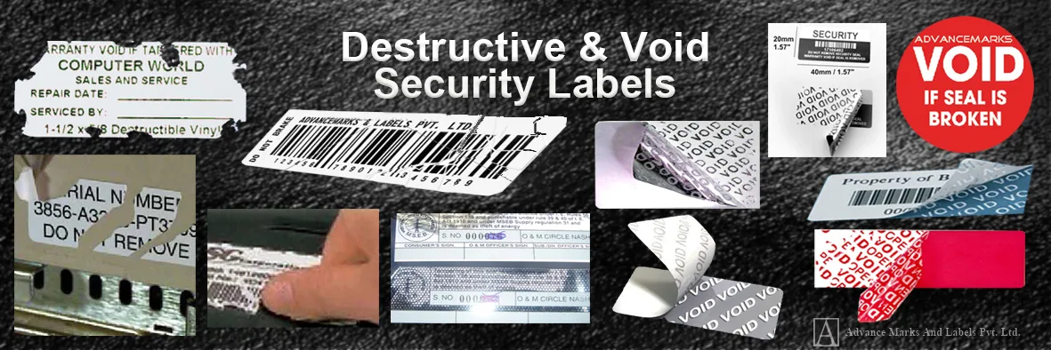 Security, tamper-evident and destructible warranty labels manufactured for electronics and appliances