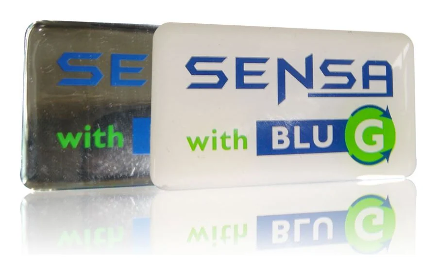 SENSA with Blu G dome label shown beside a mirror-finish variant