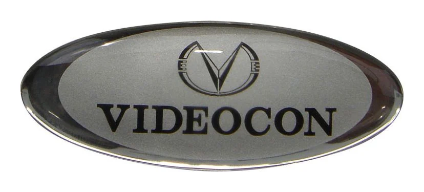 Oval Videocon dome label with brushed silver ground